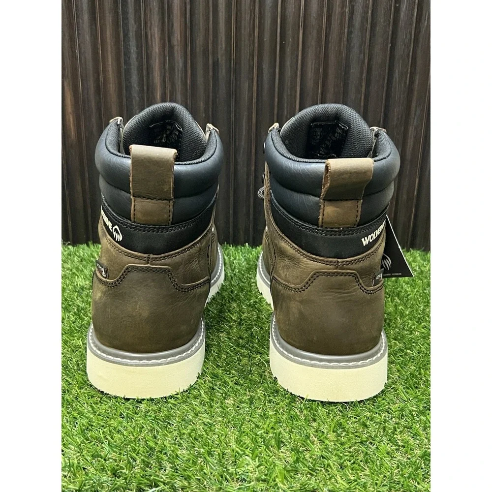 Size 10.5 EW - Wolverine TRADE WEDGE 6 IN SOFT TOE WP DARK BROWN  W230041